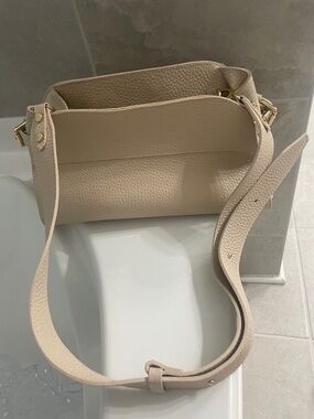 Textured Crossbody Bag in Light Beige with Gold Hardware